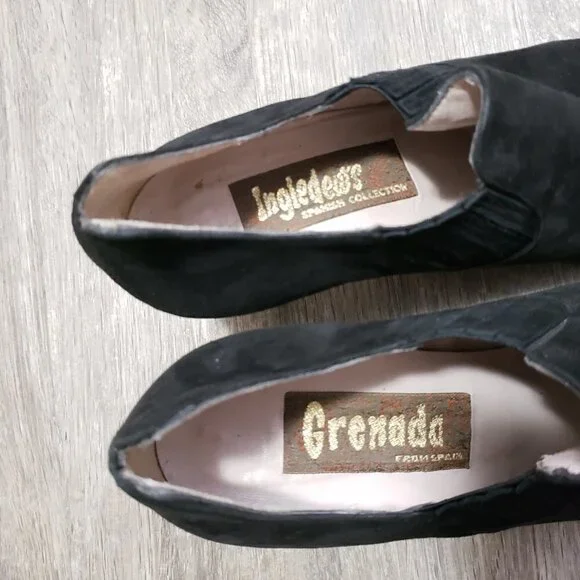 Ingledews * Vintage Black Suede Ankle Shoe Sz 7.5 - Picture 11 of 12